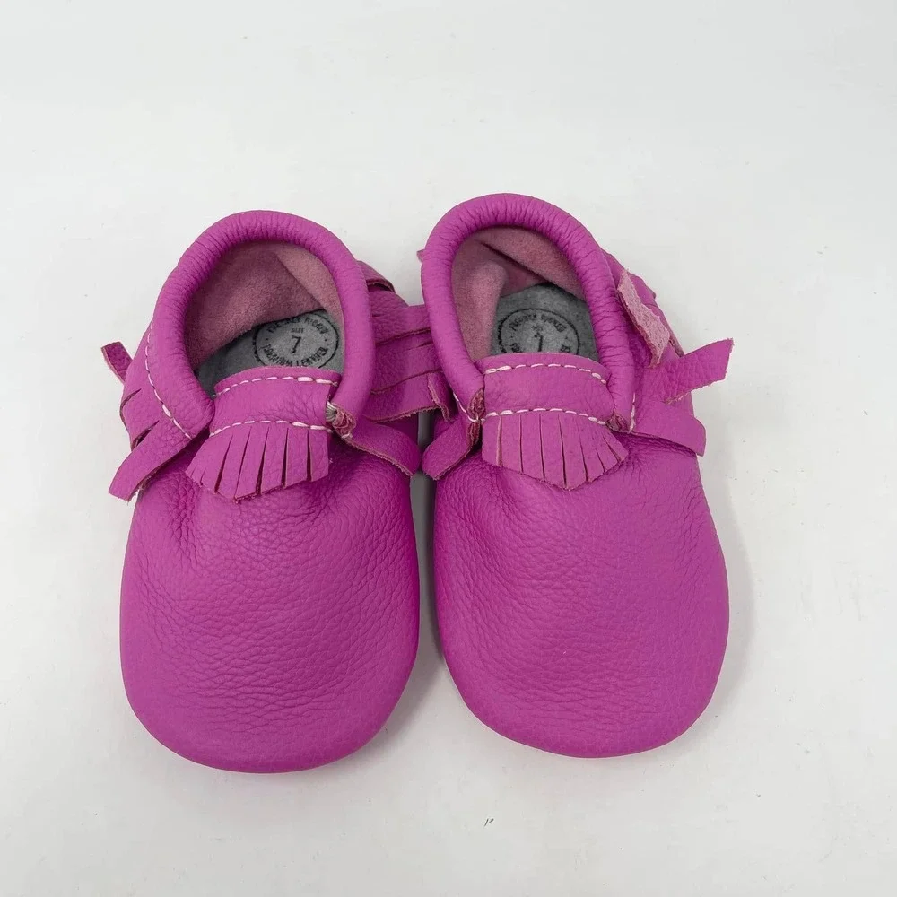 Freshly Picked Baby Shoes Fringe Moccasin Toddler Girls 10 Mini Sole Bright Pink
